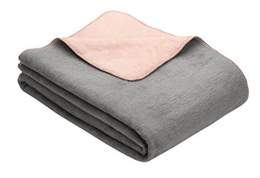 Ibena Dublin Kuscheldecke 150x200 cm - Wendedecke rosa hellgrau , angenehm warm und besonders weiche Baumwollmischung im Sale